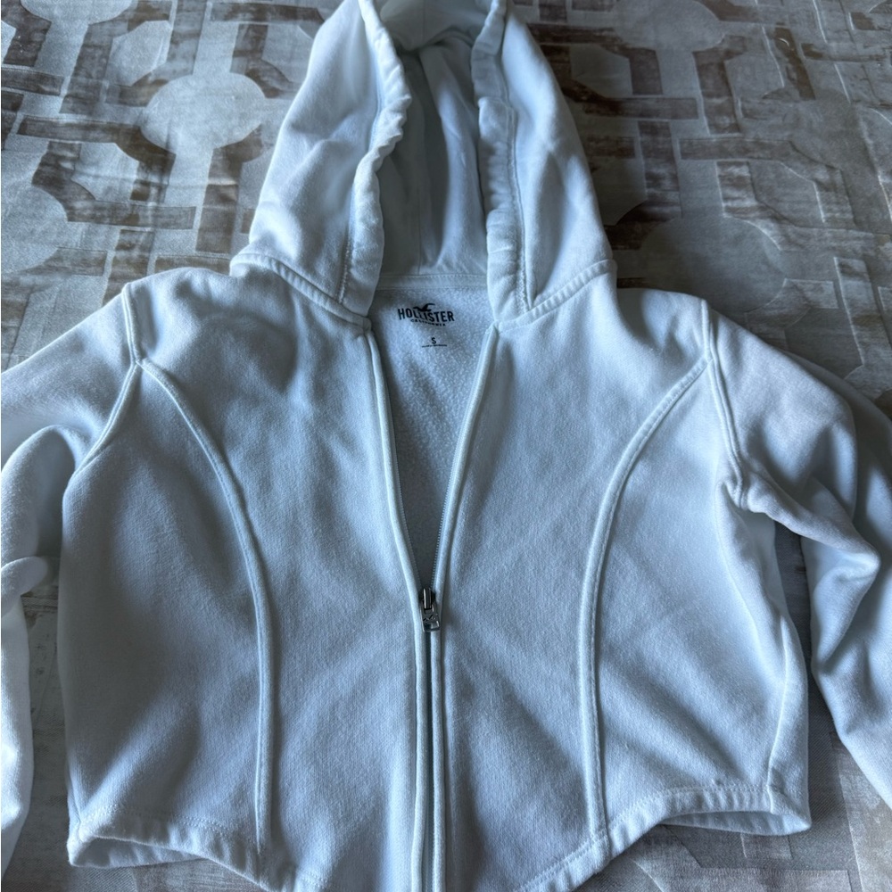hollister white zip up